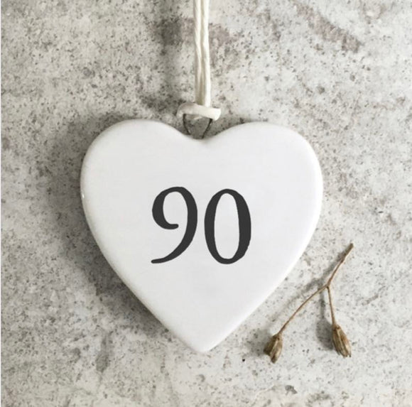 '90' Porcelain Hanging Heart - East Of India