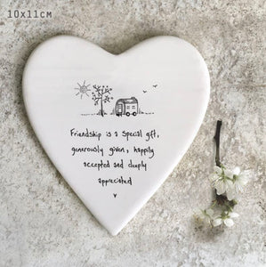 ‘Friendship Is A Special Gift’ Heart Porcelain Coaster - East of India