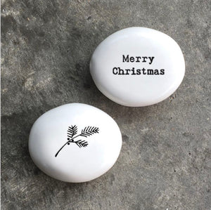 ‘Merry Christmas’ Porcelain Pebble - East of India