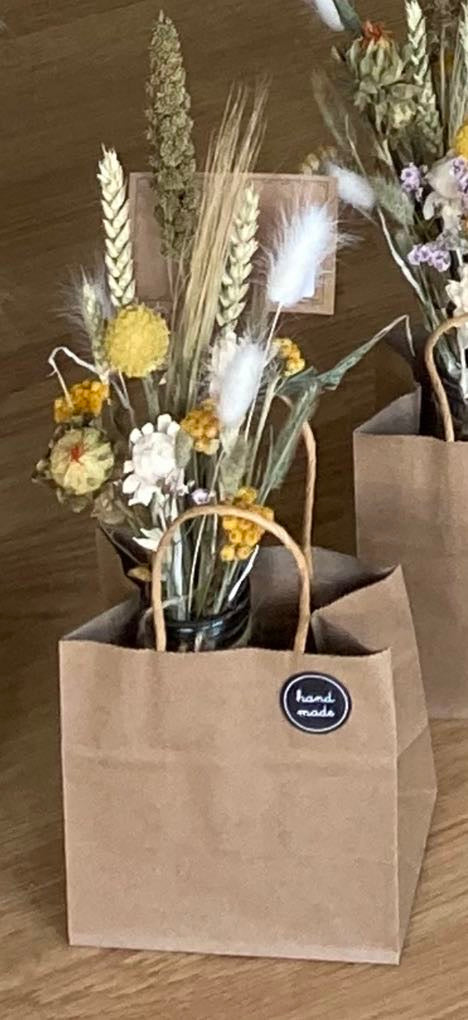 Dried Flower Posie in Vintage Glass Bottle - Local delivery or collection only