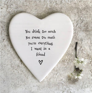 'You drink too much’ Porcelain Coaster - East of India
