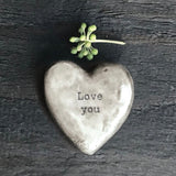 'Love you' rustic heart porcelain pebble - East of India