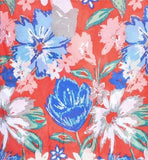 Red Blue Floral Print Scarf