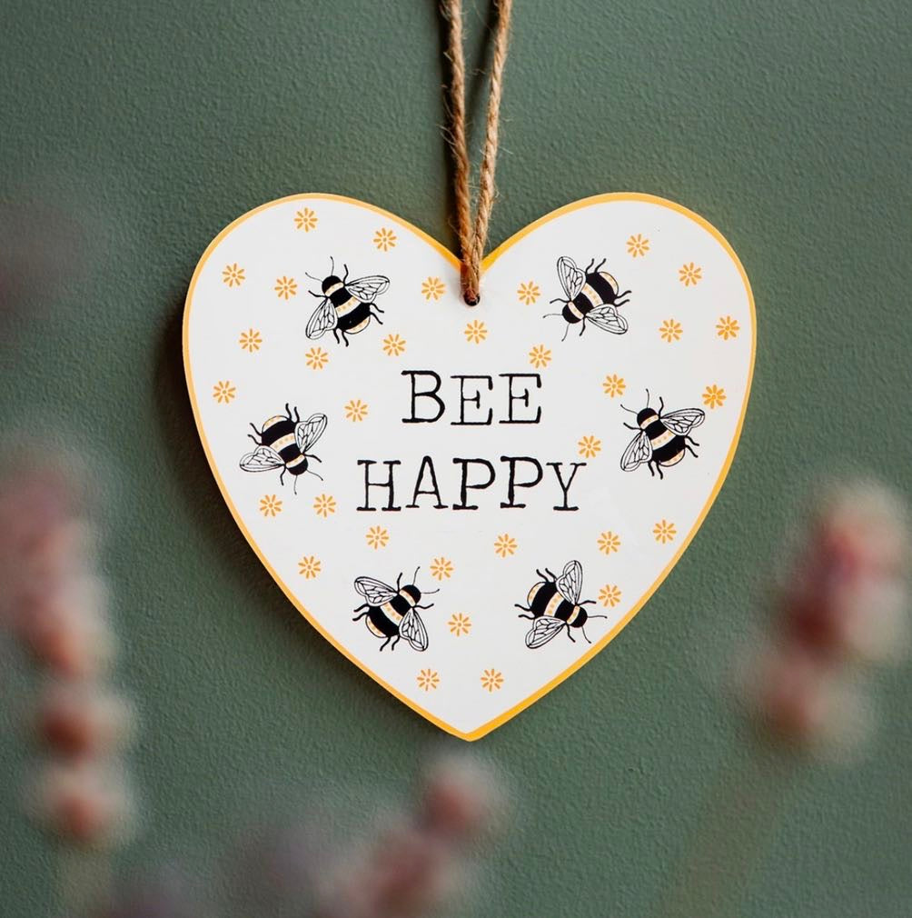 Bee Happy Wooden Hnaging 