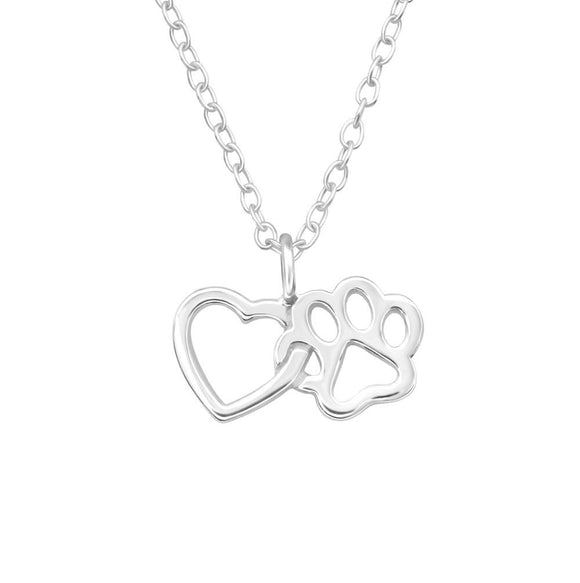 Heart & Paw Sterling Silver Necklace
