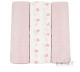 Baby Girl 3 Pack Muslin Squares