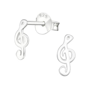 Music Clef Silver Stud Earrings