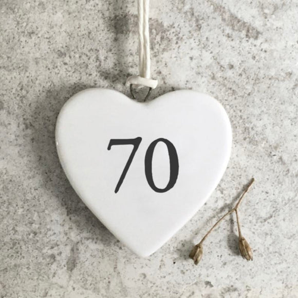 '70' Porcelain Hanging Heart - East Of India