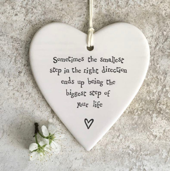 ‘Smallest Step’ Porcelain Hanging Heart - East of India