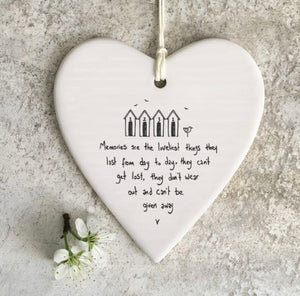 ‘Memories are loveliest thing’ Porcelain Hanging Heart