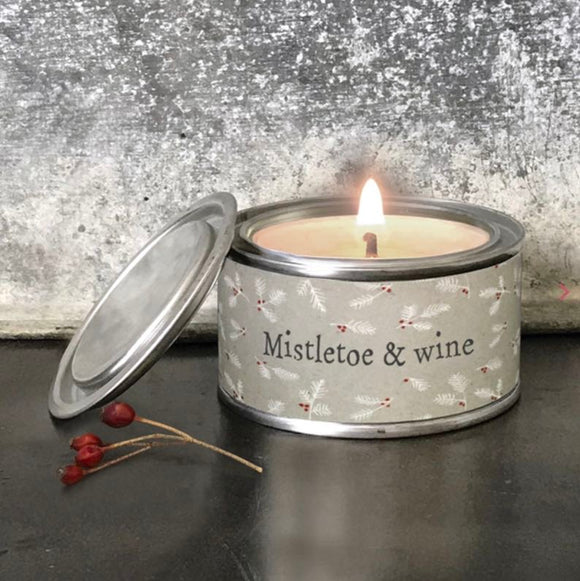 Mistletoe & Wine Tin Candle - East Of India