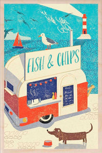 Fish & Chips Wooden Postcard - The Wooden Postcard Company