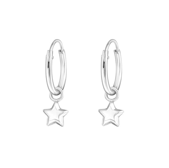 Star Sterling Silver Ear Hoops