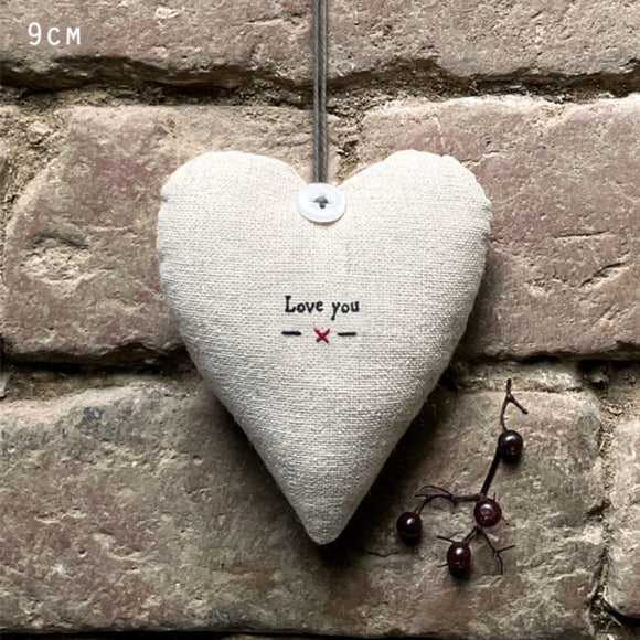 Linen Love You Hanging Heart - East Of India