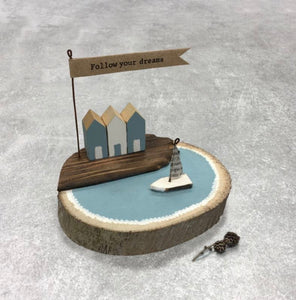 ‘Follow your dreams' Wooden Scene - East Of India