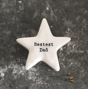 Bestest dad porcelain star shaped pebble east of india 