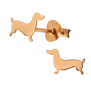 Rose Gold Plated Dachshund Ear Studs