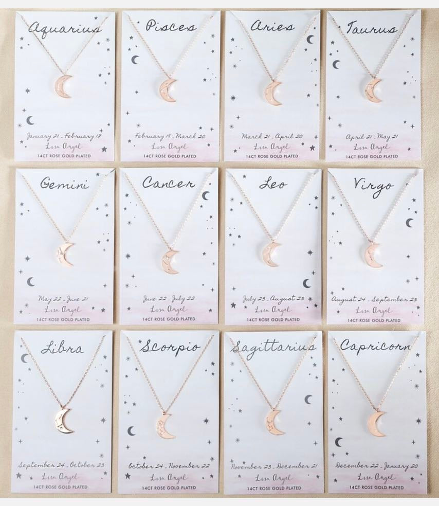 Constellation moon rose gold pendant necklace