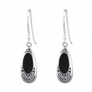 Bali Design Sterling Silver Earrings - Black