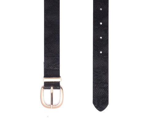 Black Faux Snakeskin Belt
