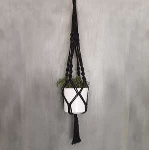 Macrame Black Holder With Pot - East Of India