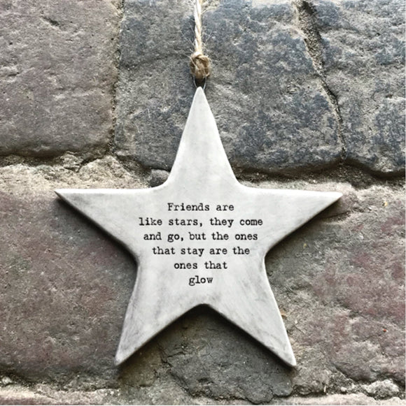 ‘Friends Are Stars’ Rustic Hanging Star - East Of India