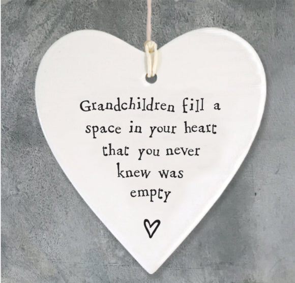 randchildren fill a space in your heart that you never knew was empty’ hanging heart