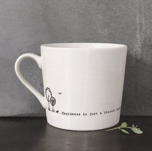 'Happiness Is Just A Biscuit Away' Porcelain Mug - East Of India