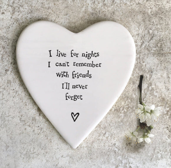 East of India ‘I Live For Nights’ Porcelain Coaster