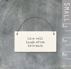 East of India Mini Wooden Message Sign - Live well