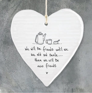 East of India ‘We Will Be Friends’ Porcelain Hanging Heart