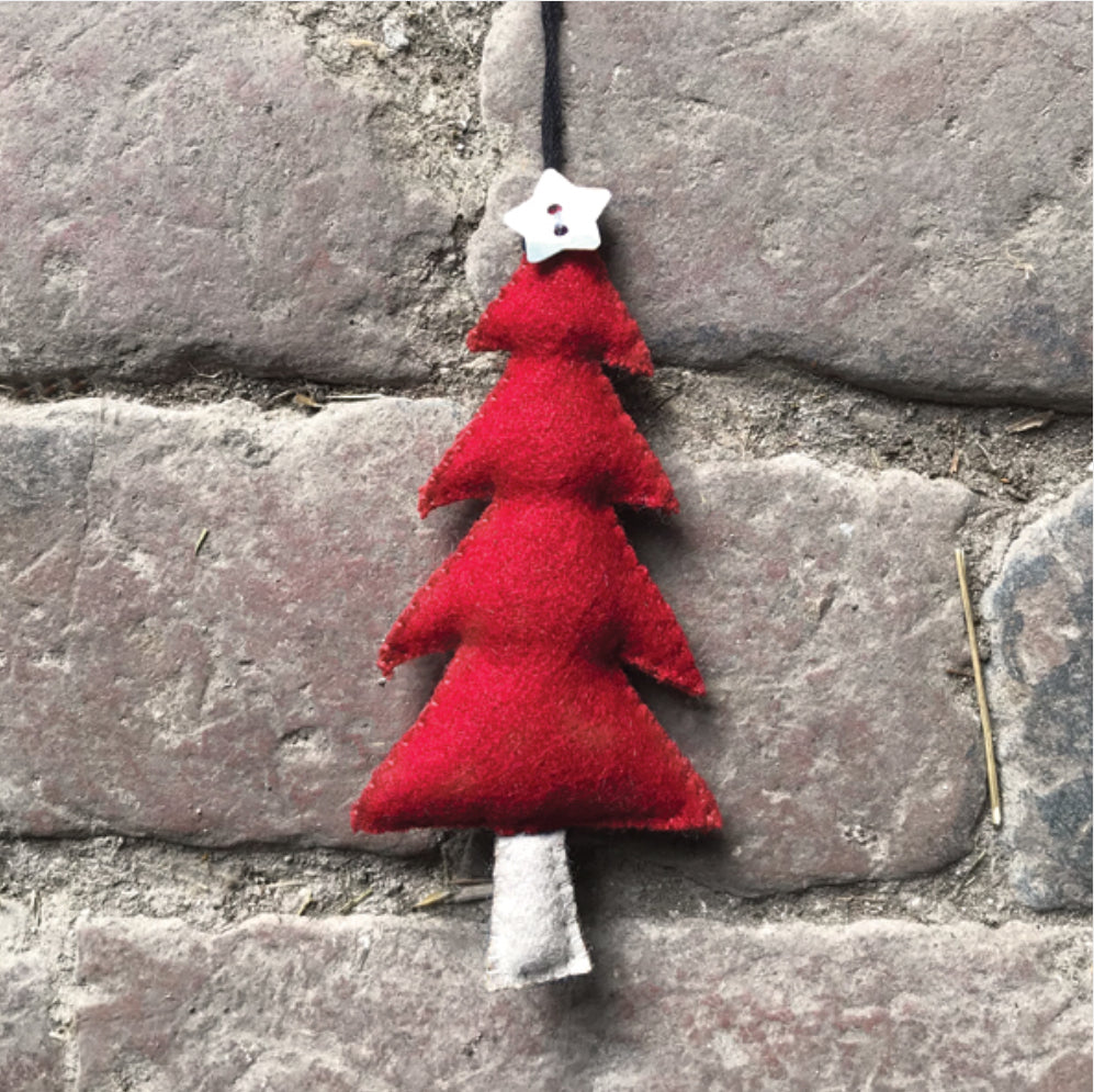 Red felt hanging Christmas tree decoration from east of india