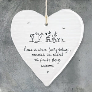 Home Is Where Family Belongs Porcelain Hanging Heart - East Of India