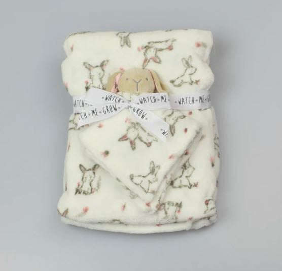 Floral Bunny Fleece Blanket With Comforter