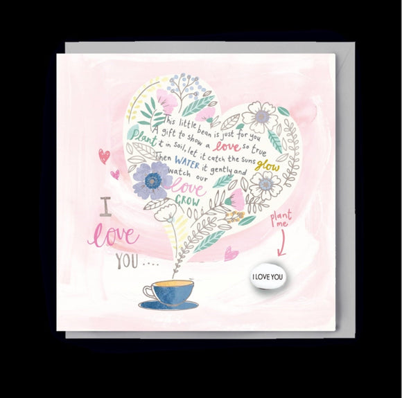 Love You Poem Card With Magic Growing Bean