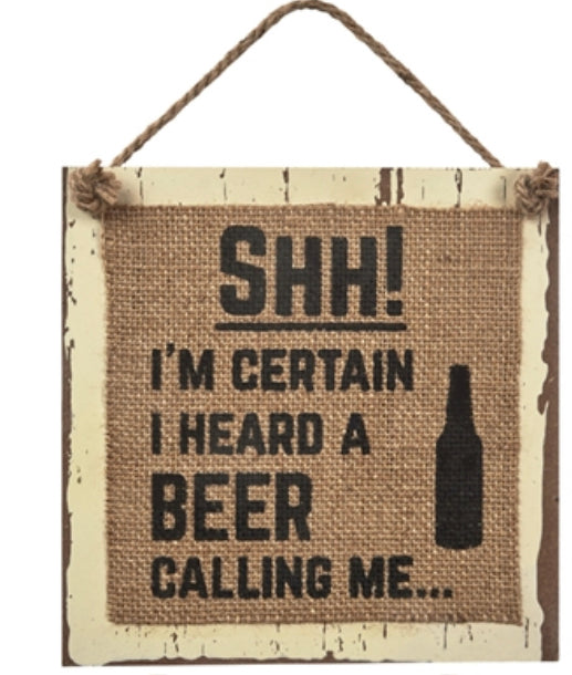 Man Cave Hessian Wooden Signs