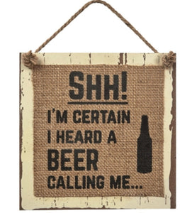 Man Cave Hessian Wooden Signs