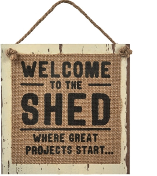 Man Cave Hessian Wooden Signs