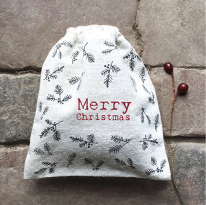 Merry Christmas Drawstring Berry Bag (small)- East Of India