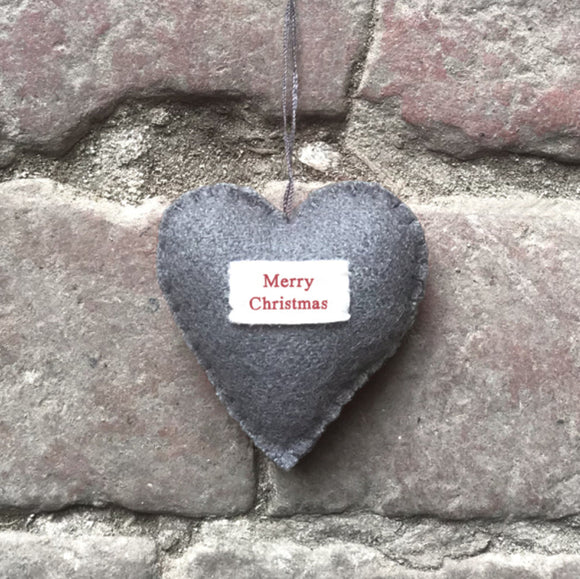Merry Christmas Felt Hanging Heart (small) - East Of India