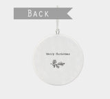 Merry Christmas Wreath Porcelain Bauble - East Of India