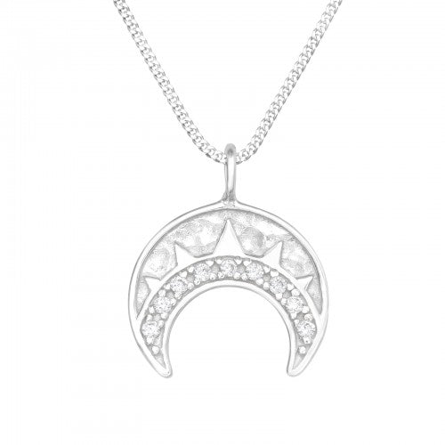 Moon Jewelled Silver Necklace
