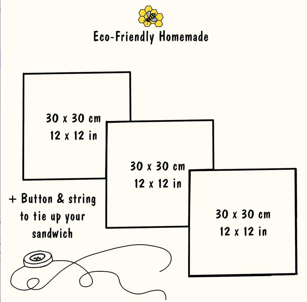 Organic Beeswax Wraps - Sandwich Set - Set Of 3