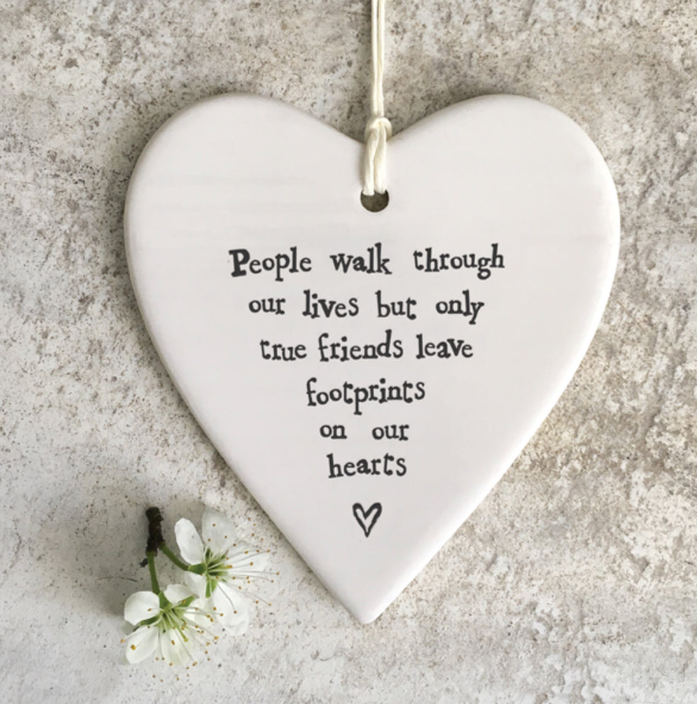 'People Walk’ Porcelain Hanging Heart - East Of India