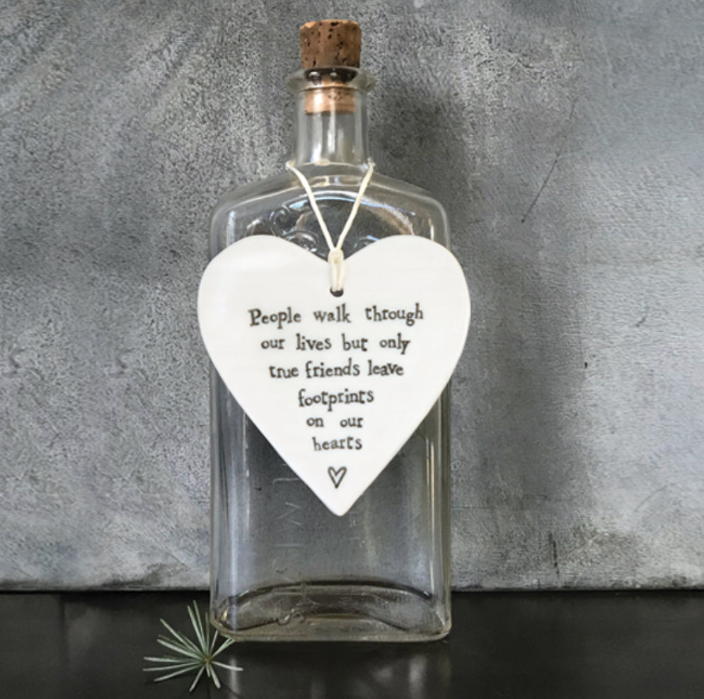 ‘People Walk’ Porcelain Hanging Heart - East Of India