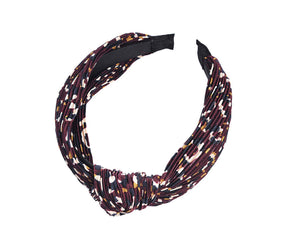 Pleated Leopard Print Headband - Wine