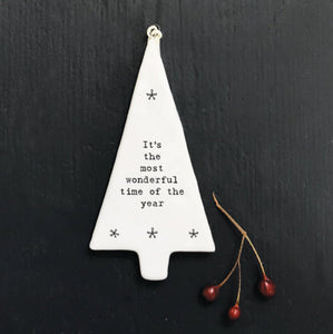 Porcelain Tree Hanger - Most Wonderful Time - East Of India