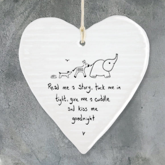'Read Me A Story’ Porcelain Hanging Heart - East Of India