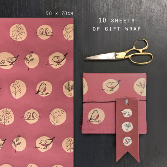 Red Robin Gift Wrap (10 sheets) - East Of India