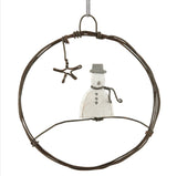 Snowman Hanging Wire Wreath - East Of India